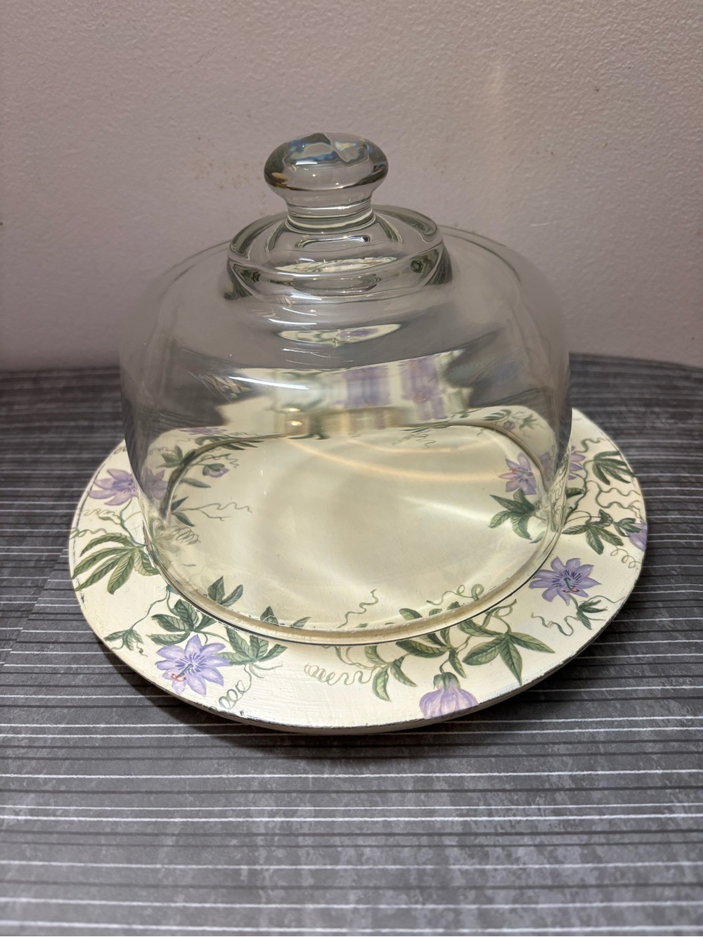 Glass Dome over Wooden Plate( CheeseBoard)